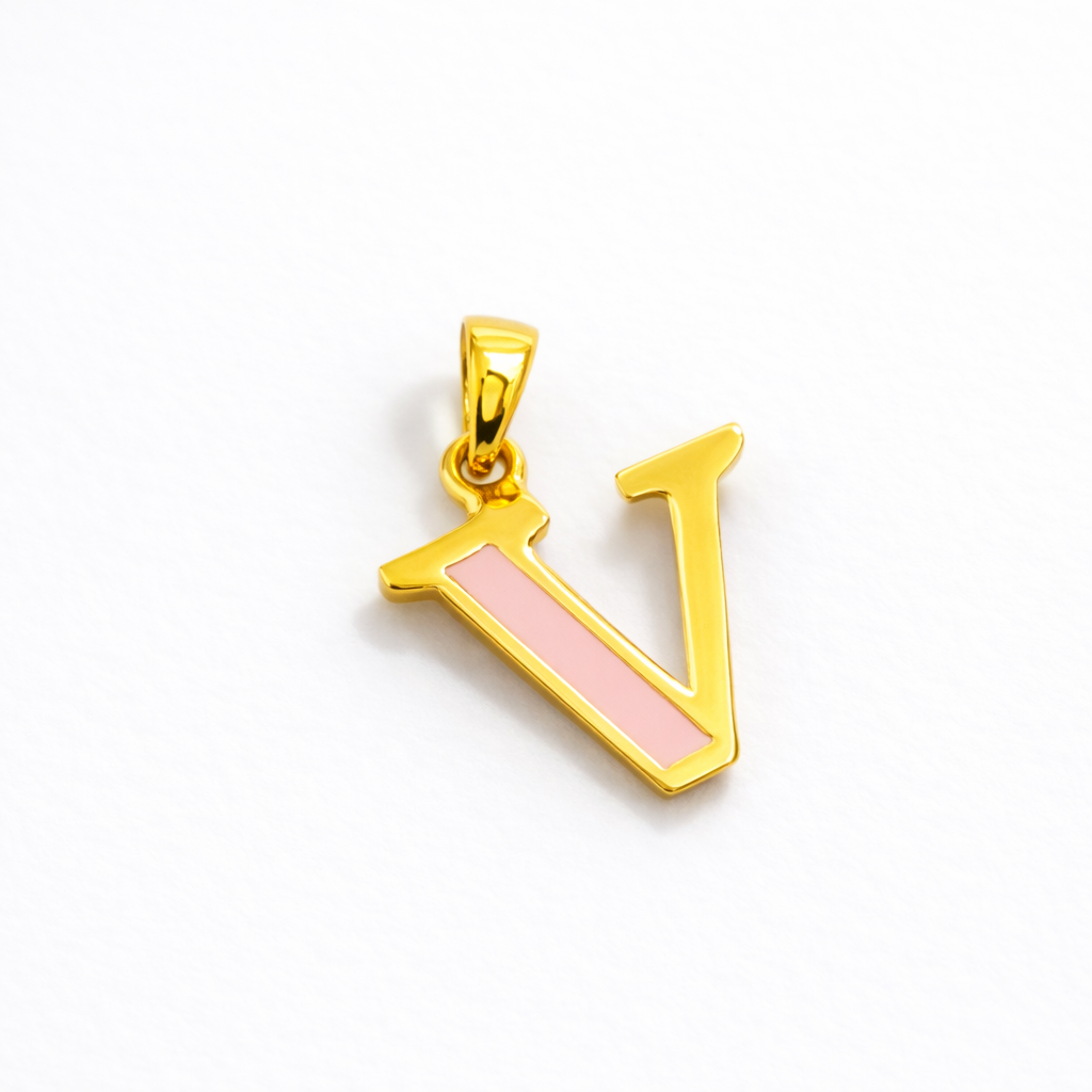 Pink Initial Pendant for kids — BIS Hallmarked, by Rajasi Jindal