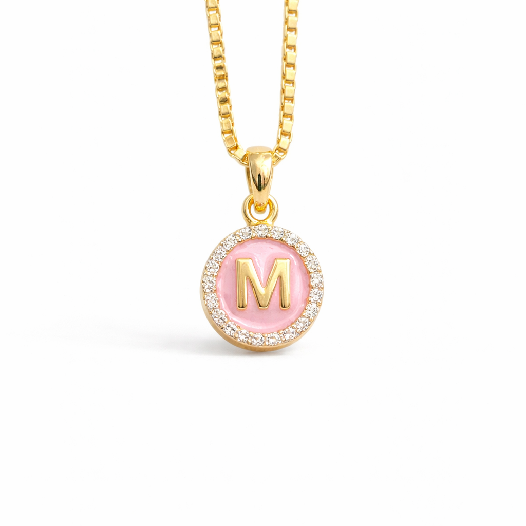 Pink Initial Pendant for kids — BIS Hallmarked, by Rajasi Jindal