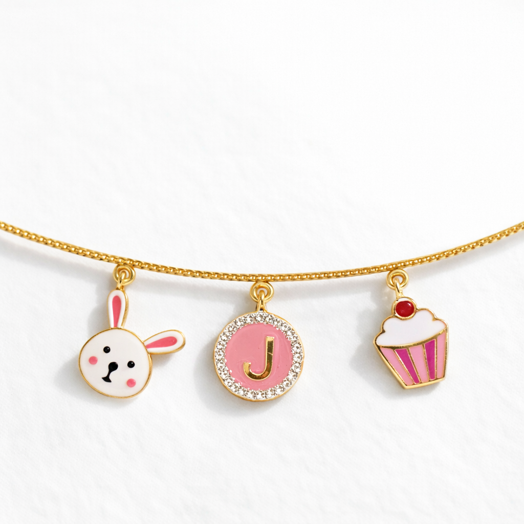 3 Motif Silver Bracelet, rabbit and cupcake, for babies and kids — BIS Hallmarked 925 silver, by Rajasi Jindal