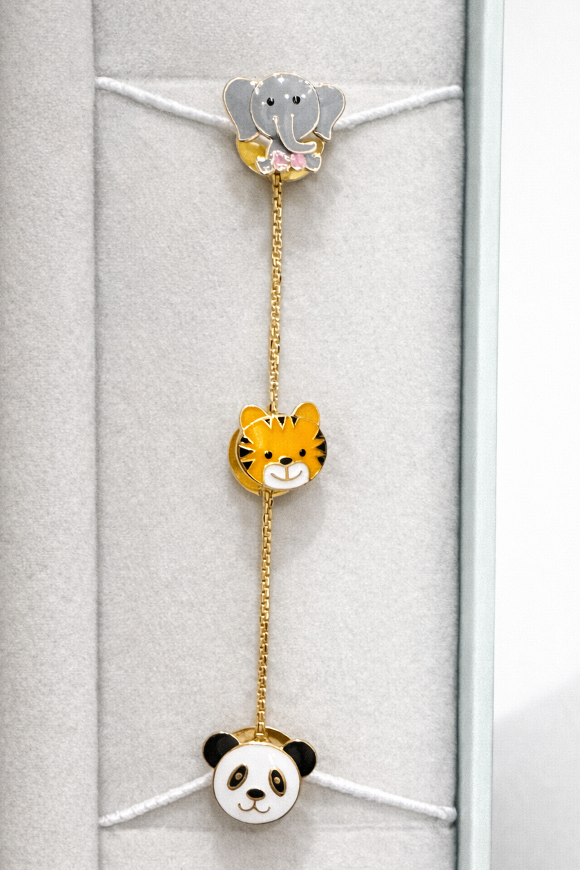 14K Gold Animal Collection Cufflinks / Kurta Buttons (set of 3)