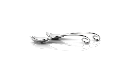 Sterling Silver Baby Spoon & Fork Set - Curved Loop