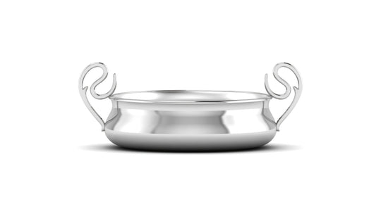 Silver Bowl for Baby and Child - Curved Feeding Porringer