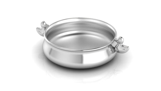Silver Bowl for Baby and Child - Duck Feeding Porringer
