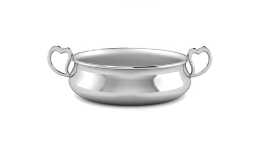 Silver Bowl for Baby and Child - Heart Feeding Porringer