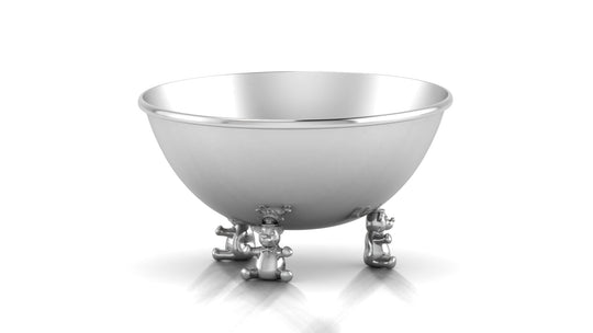 Sterling Silver Bowl for Baby and Child - Teddy supports