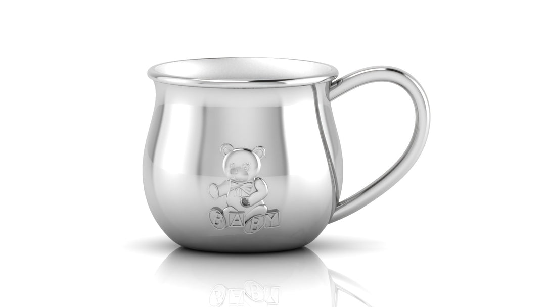 Silver Baby Cup - Bulge with Teddy Embossed