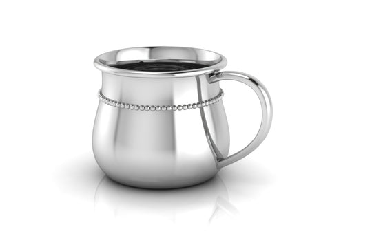 Silver Baby Cup - Beaded Bulge with a Plain Handle