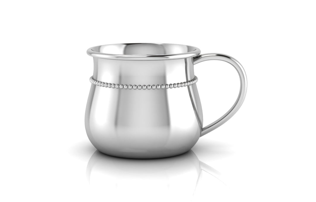Silver Baby Cup - Beaded Bulge with a Plain Handle