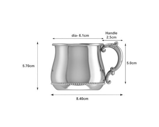 Silver Baby Cup - Beaded Bulge with a Victorian Handle