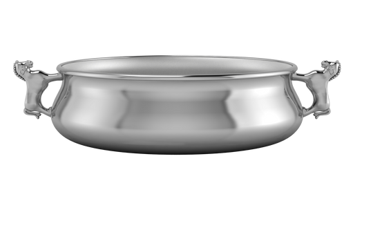 Silver Plated Gift Set for Baby - Hamper with Horse Porringer Bowl & Spoon Fork set