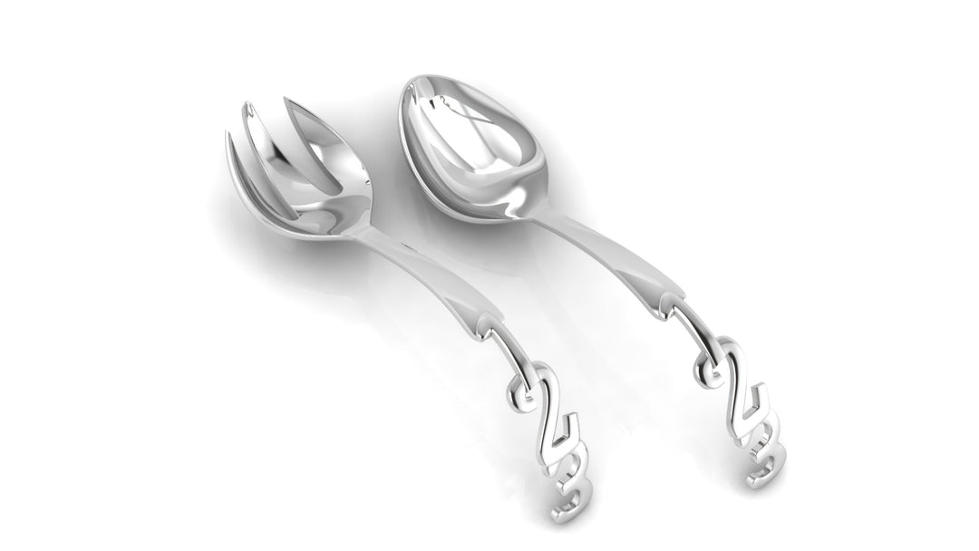 Silver Gift Set for Baby - Hamper with Ball Rattle and 123 Spoons set