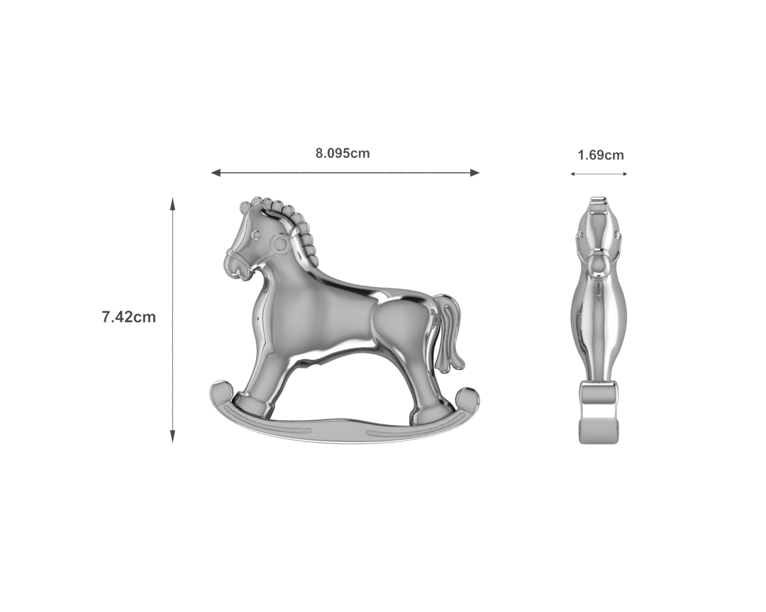 Silver Plated Baby Rattle - Rocking Horse