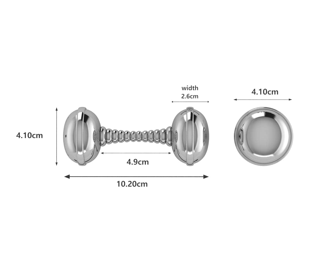 Silver Plated Baby Rattle - Twisted Dumbbell