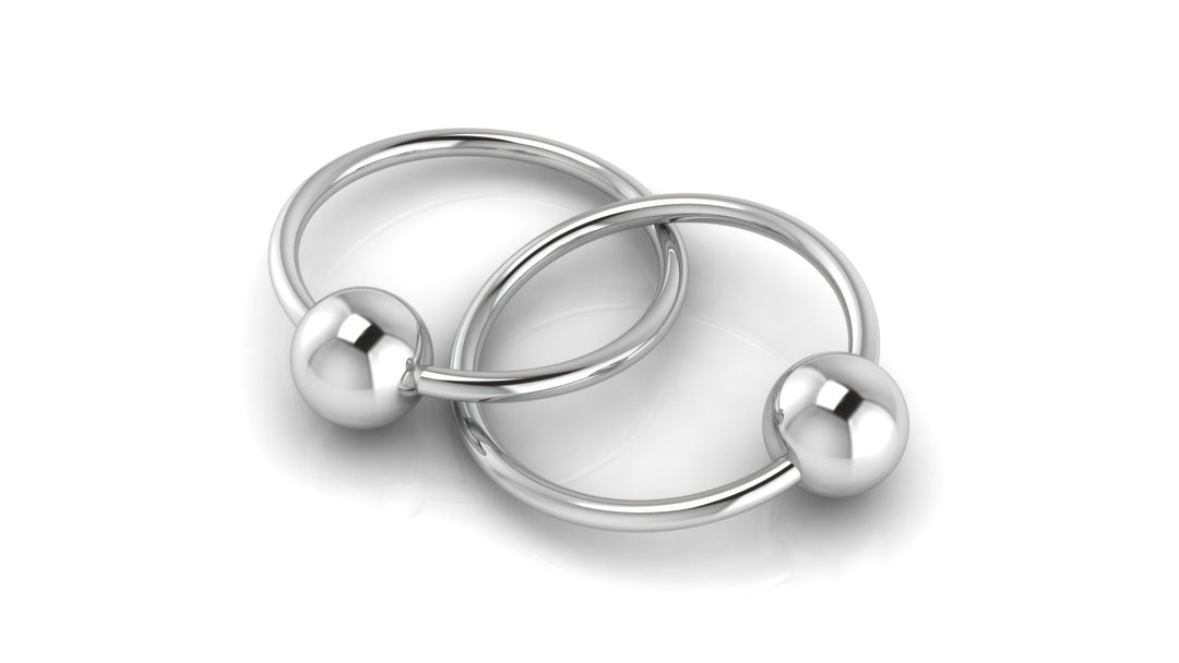 Silver Two Ring Baby Teether Rattle