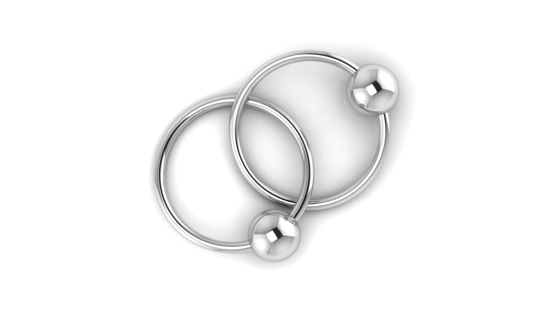 Silver Two Ring Baby Teether Rattle