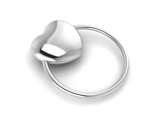 Silver Heart Ring Baby Rattle