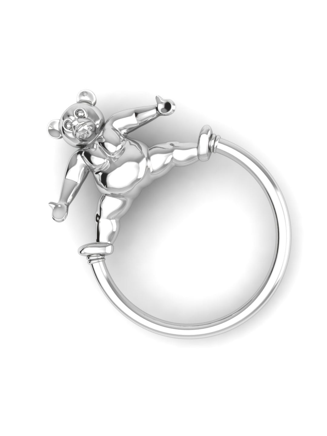 Silver Baby Teddy Ring Rattle