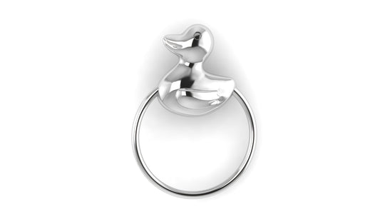 Silver Duck Ring Baby Rattle