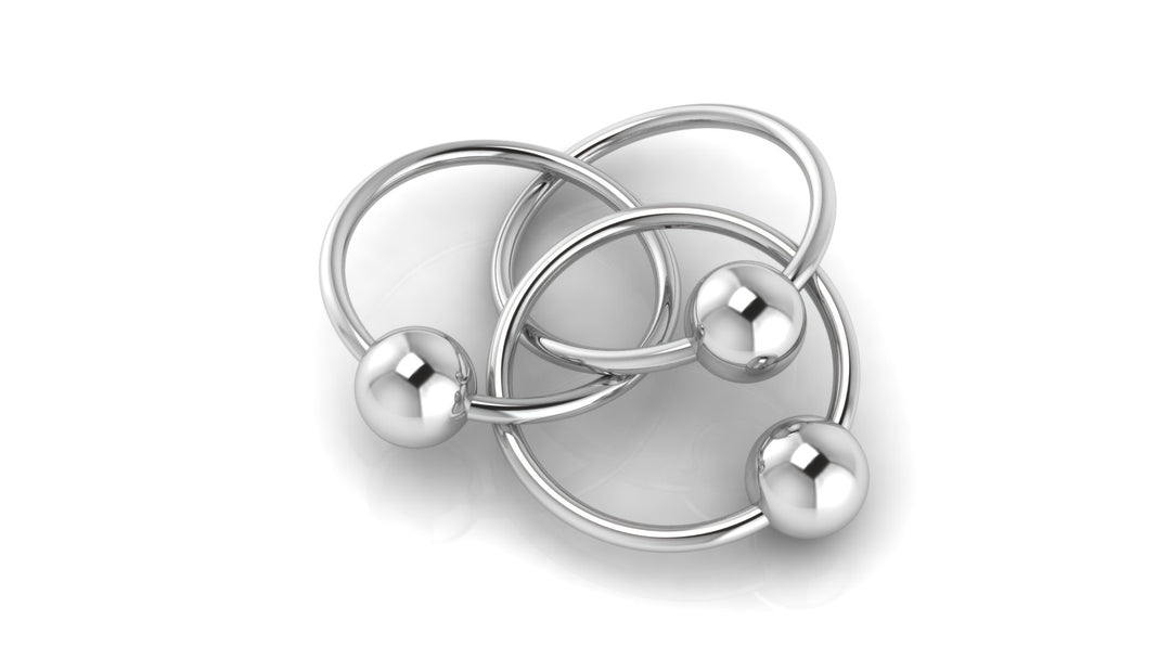 Silver Baby Rattle -Three Ring Baby Teether