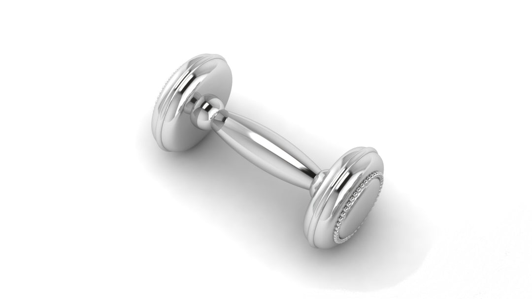 Silver Beaded Baby Dumbbell Rattle
