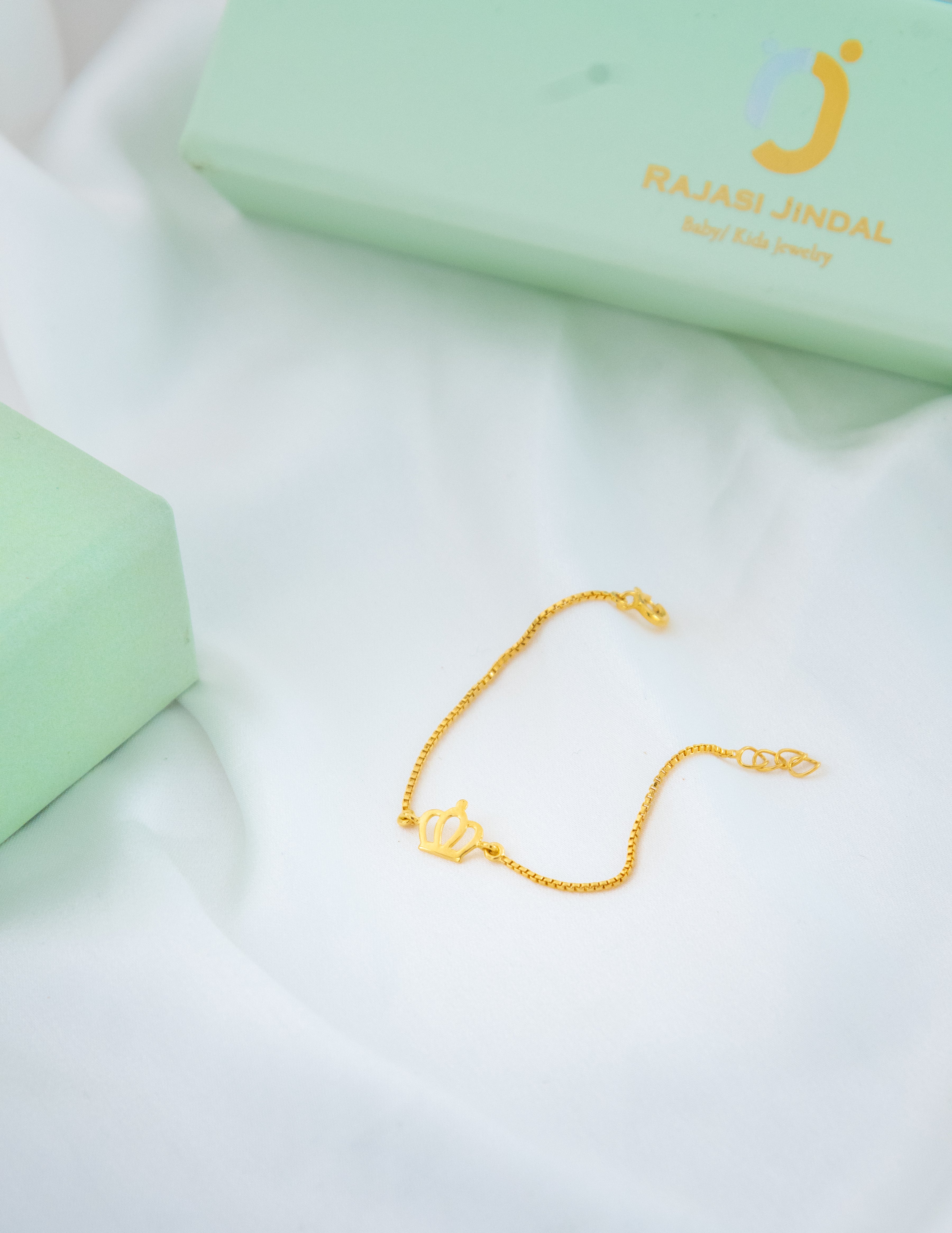 Golden Crown Silver Bracelet for babies and kids — BIS Hallmarked 925 silver, by Rajasi Jindal