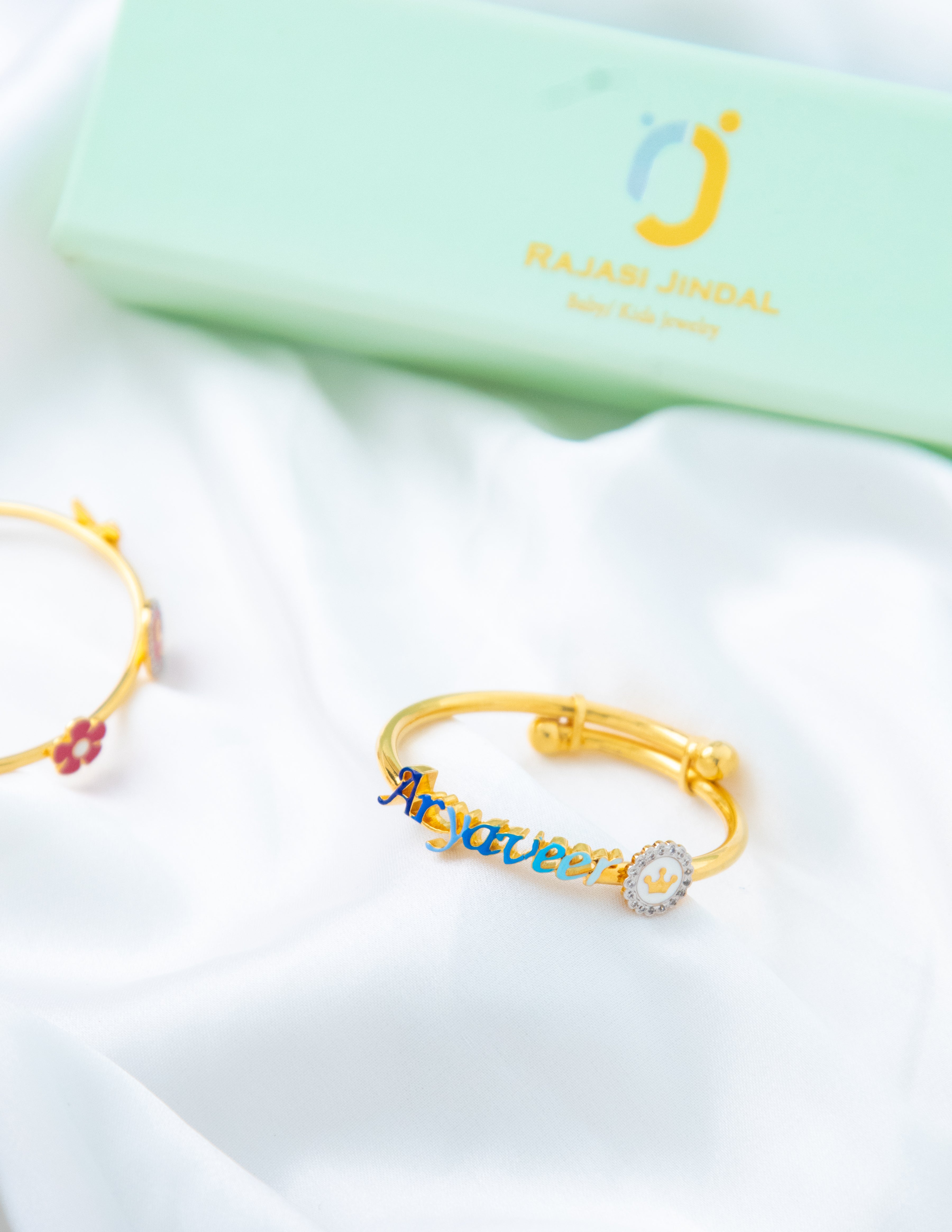 Name Crown Silver Adjustable Bangle for babies and kids — BIS Hallmarked 925 silver, by Rajasi Jindal