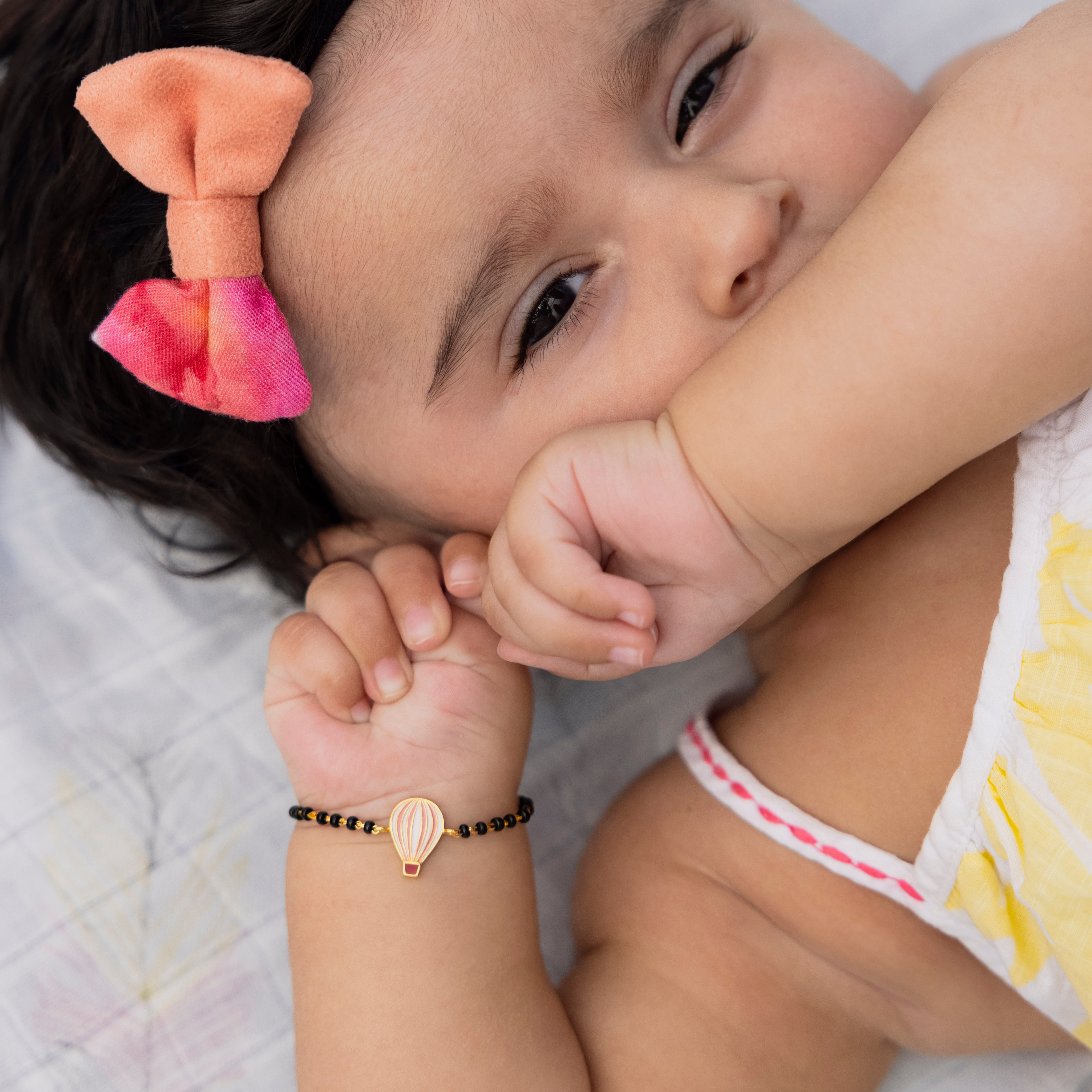 Fly High Pink Nazariya for babies — BIS Hallmarked evil eye nazariya, by Rajasi Jindal