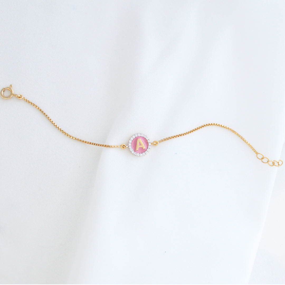 Pink Initial Diamond Bracelet