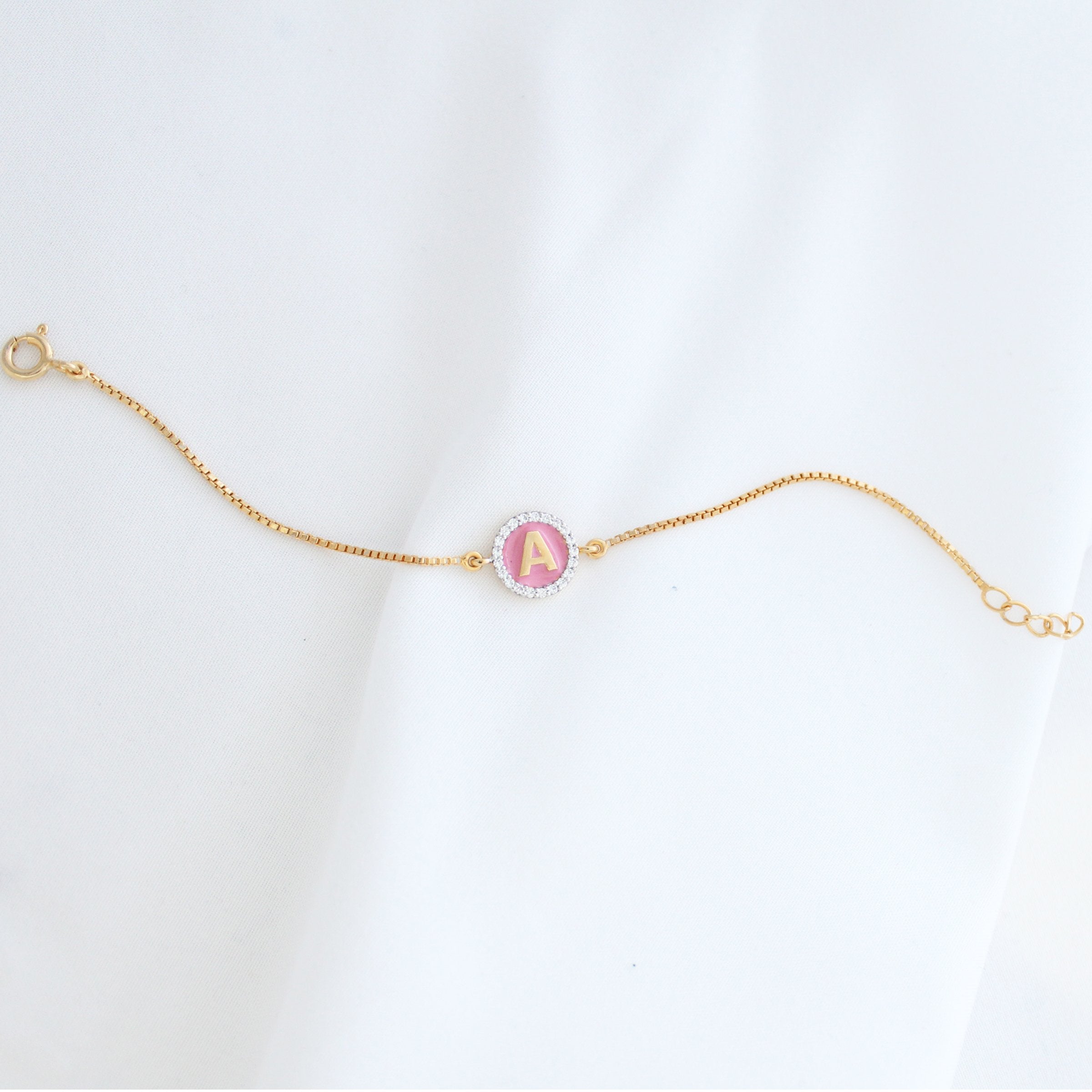 Initial Pink Silver Bracelet for babies and kids — BIS Hallmarked 925 silver, by Rajasi Jindal