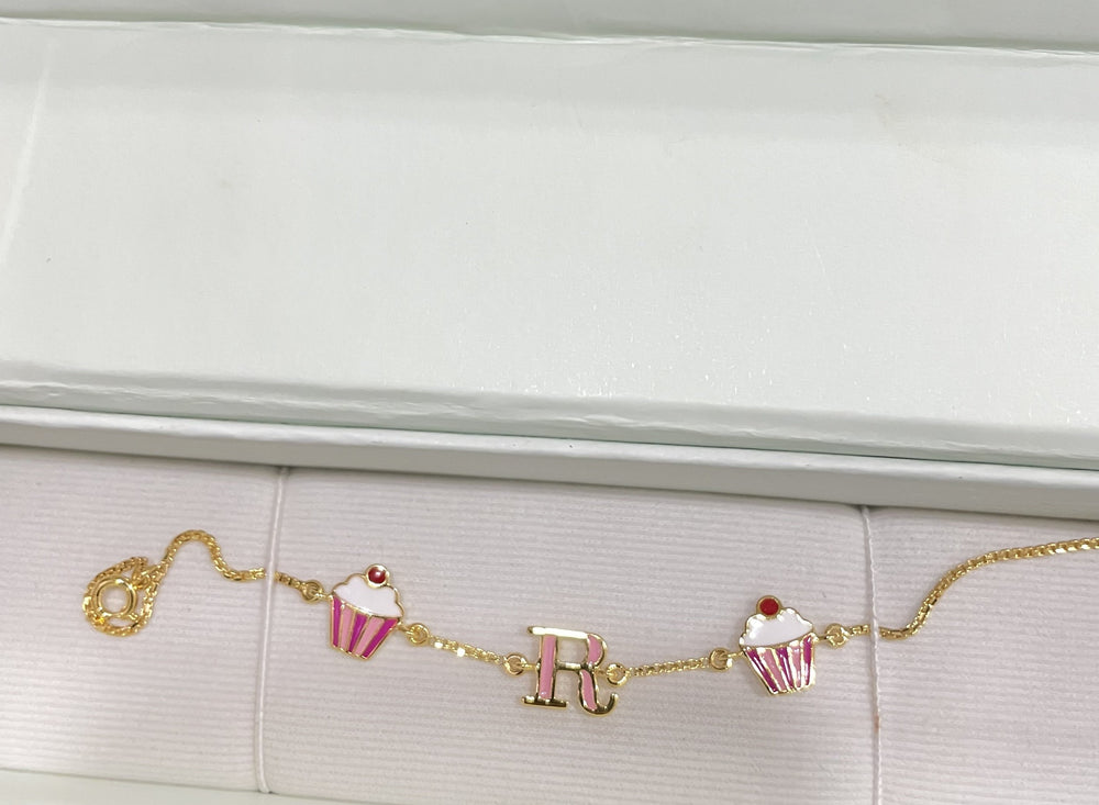 Cupcake Charm Gold Bracelet