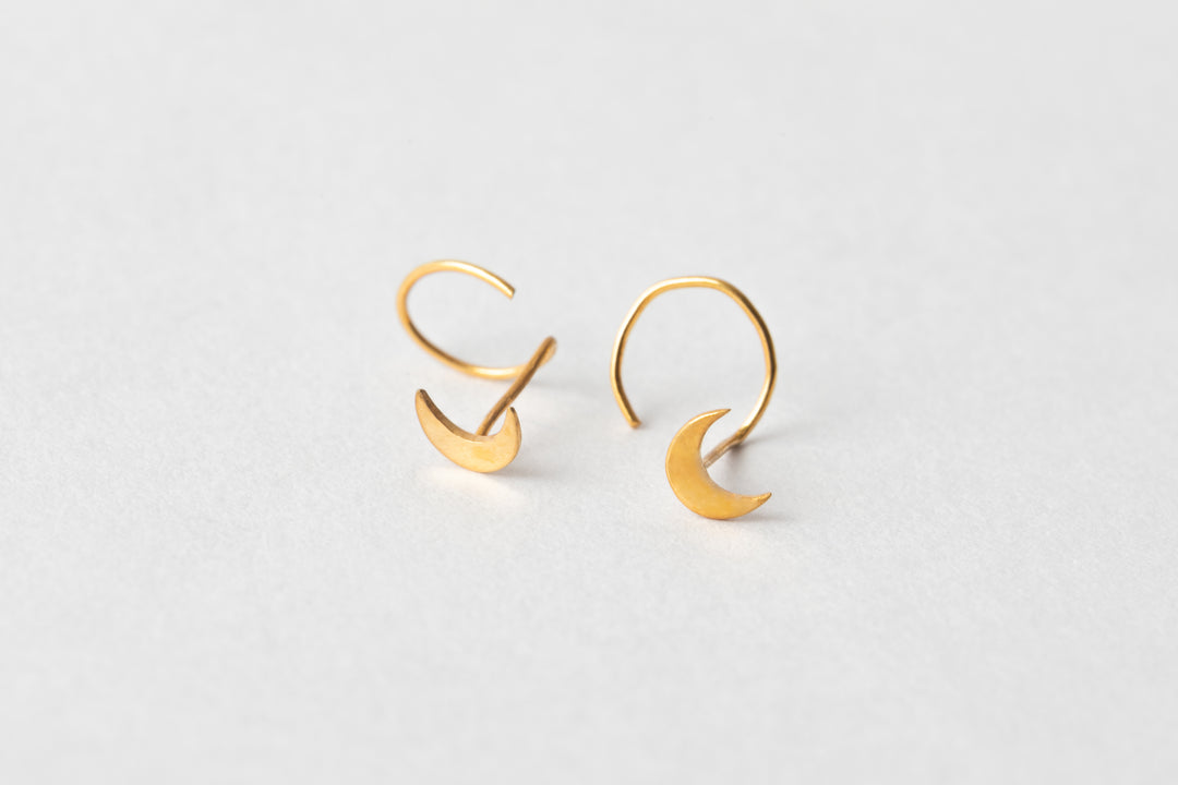 Moon Gold Piercing Earrings