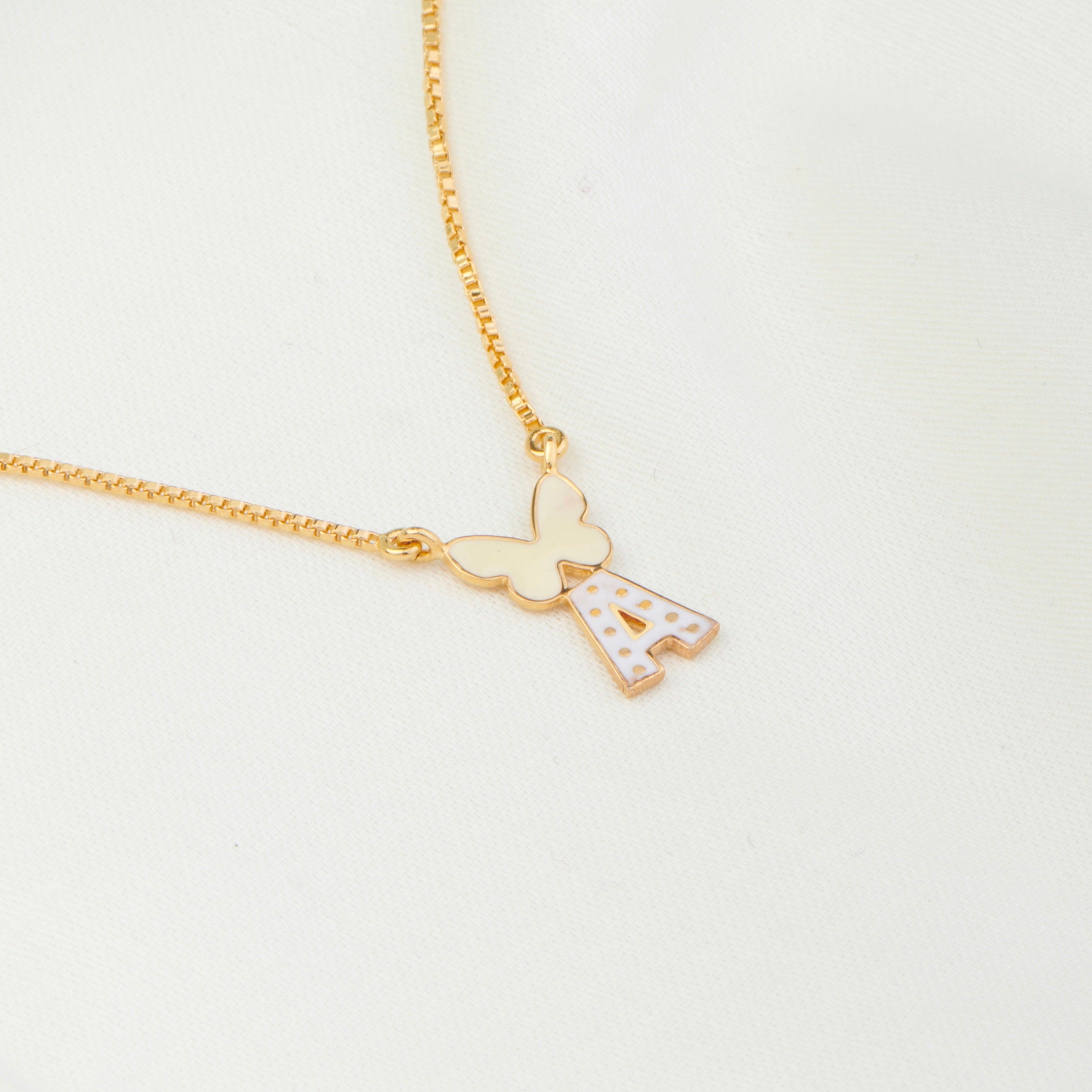 Adina Eden Diamond Pave Butterfly Initial Necklace 14K