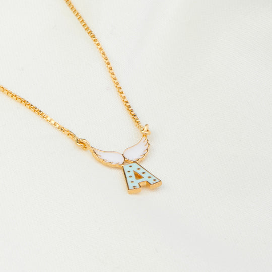 Angel Wings Initial Pendant