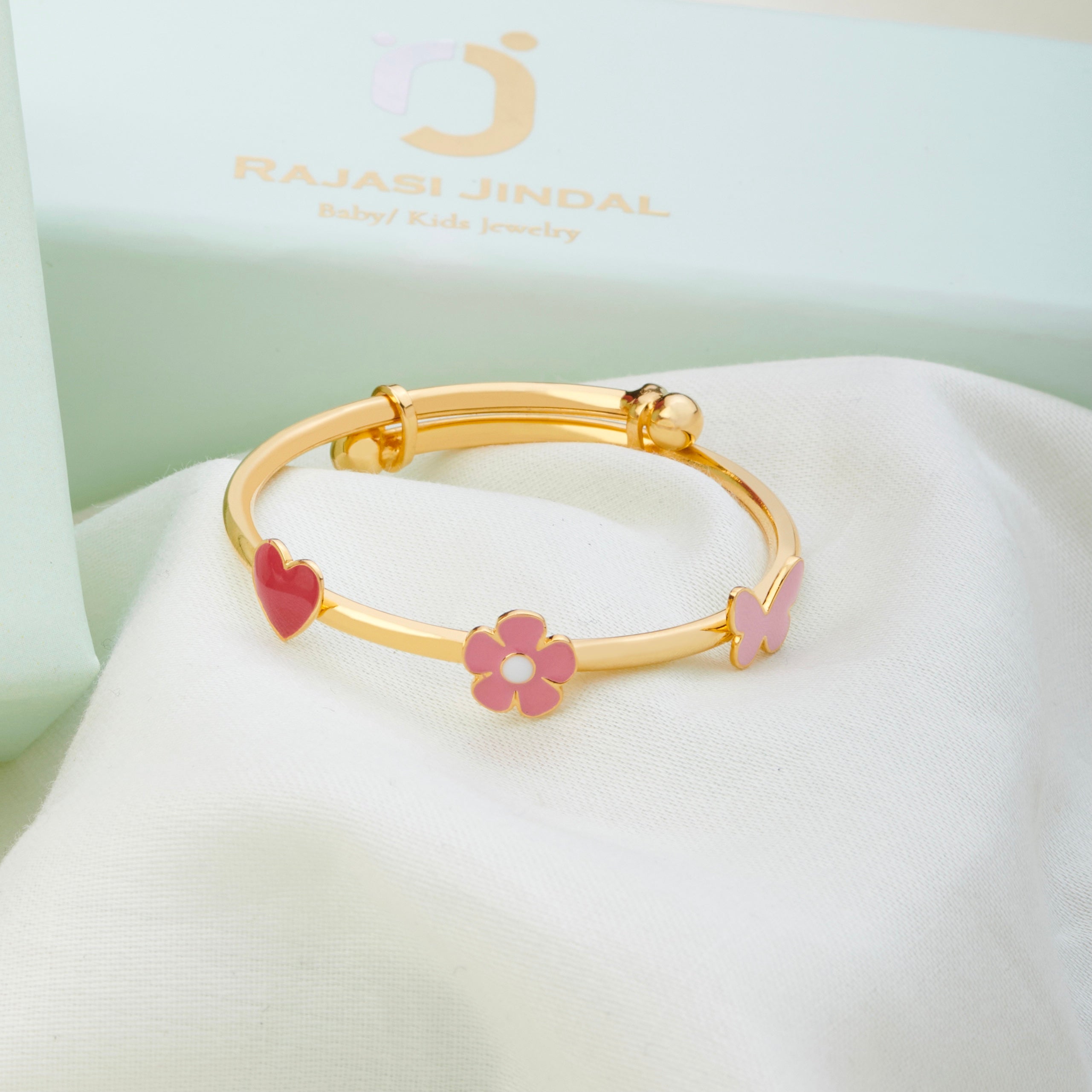 Blossom Gold Adjustable Bangle for babies and kids — BIS Hallmarked gold, by Rajasi Jindal