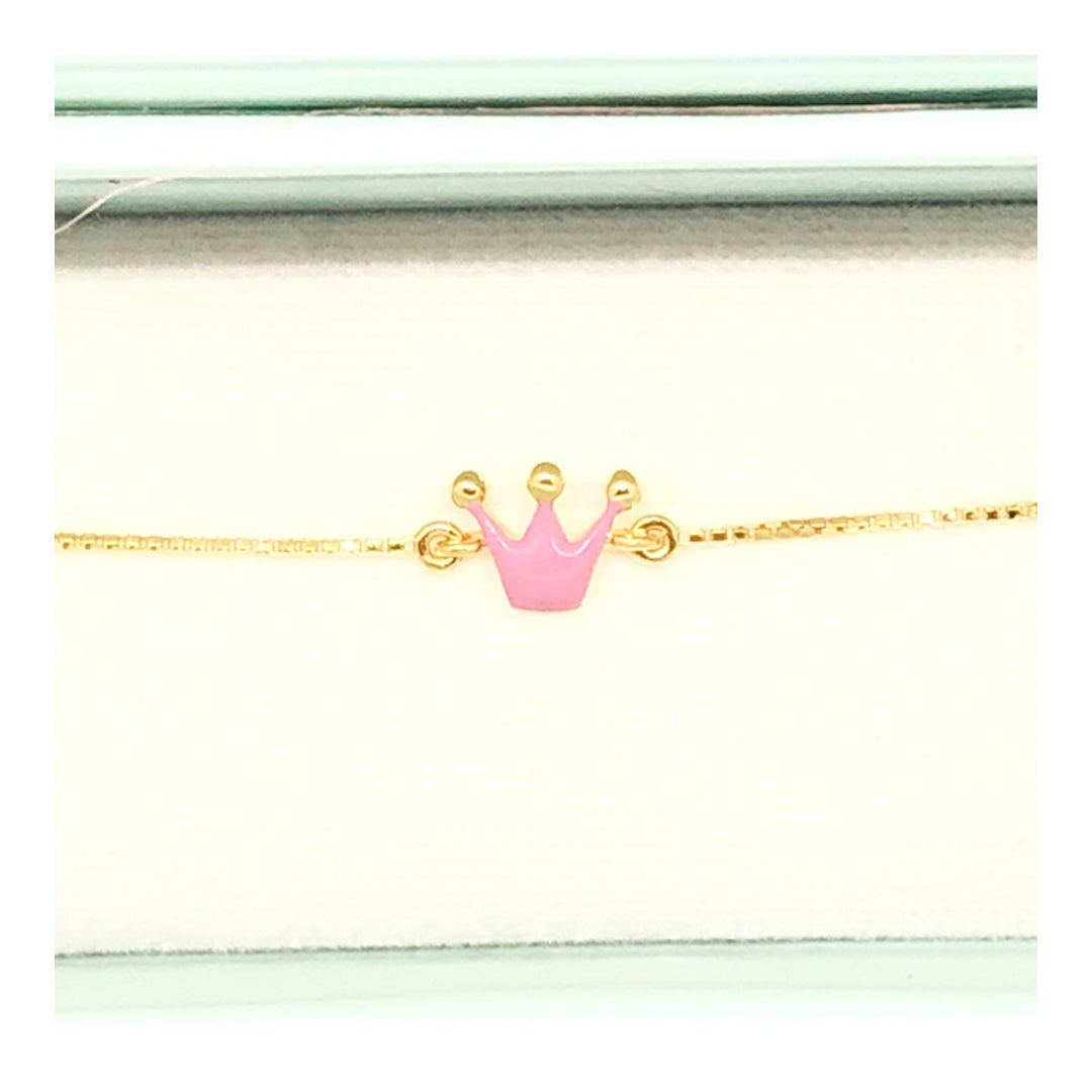 Pink Crown Gold Bracelet