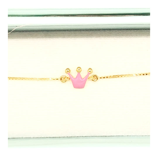 Pink Crown Gold Bracelet