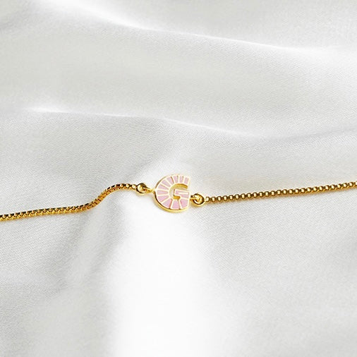 Encrusted Pink Initial Bracelet for babies and kids — BIS Hallmarked, by Rajasi Jindal