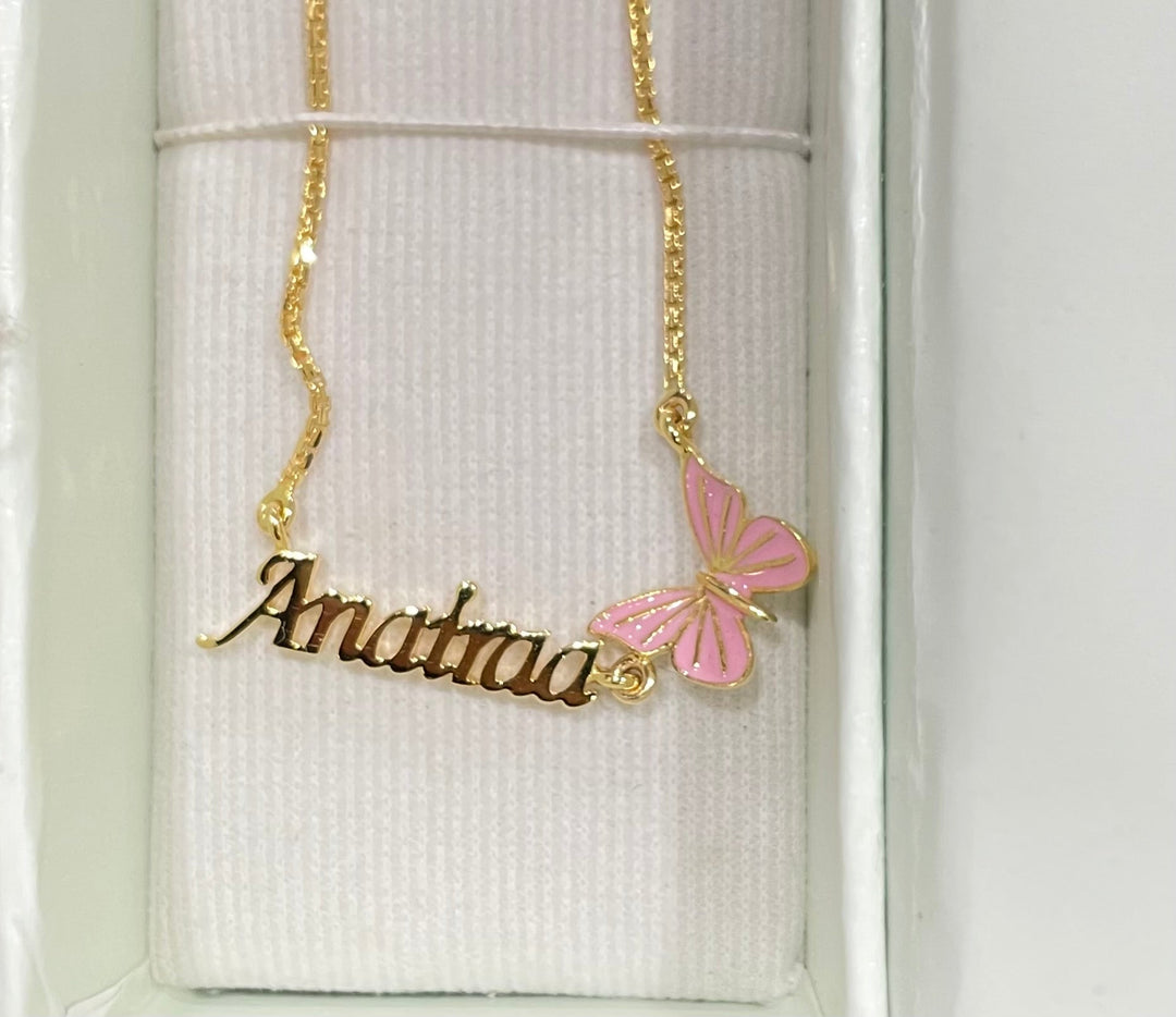 Name with Butterfly Necklace