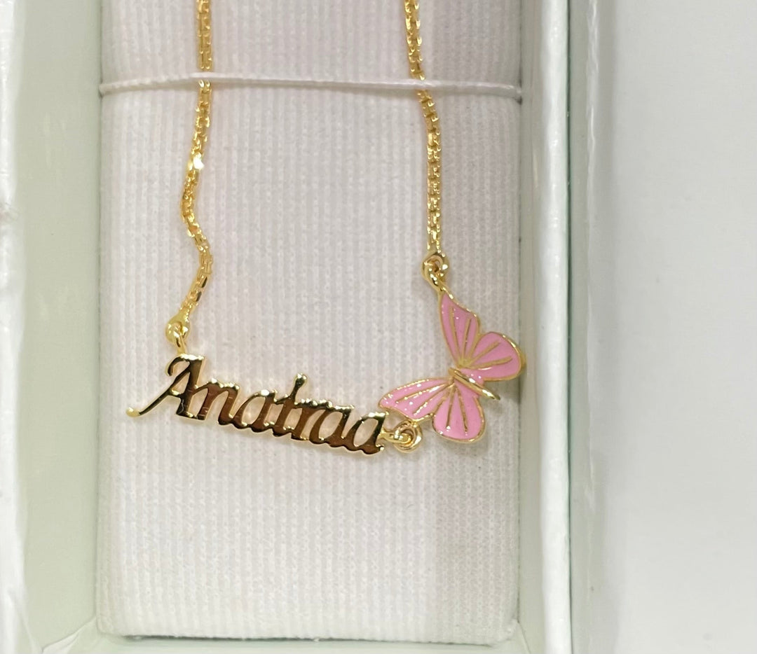 Name with Butterfly Necklace - Main Image
