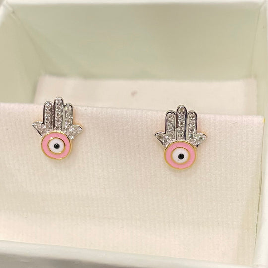 Hamsa Evil Eye Diamond Earrings