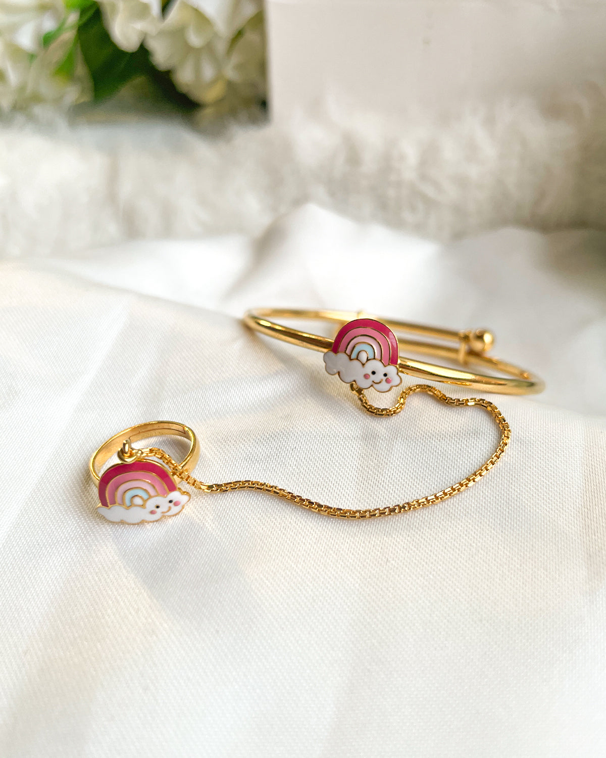 Rainbow Hathfool Adjustable Bangle for babies and kids — BIS Hallmarked, by Rajasi Jindal