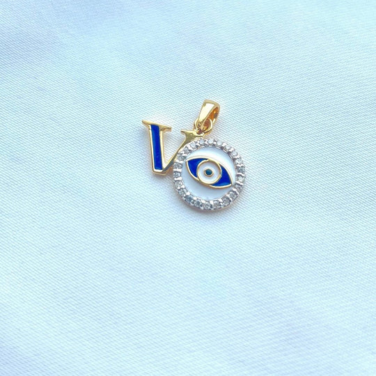 Evil eye Initial Pendant