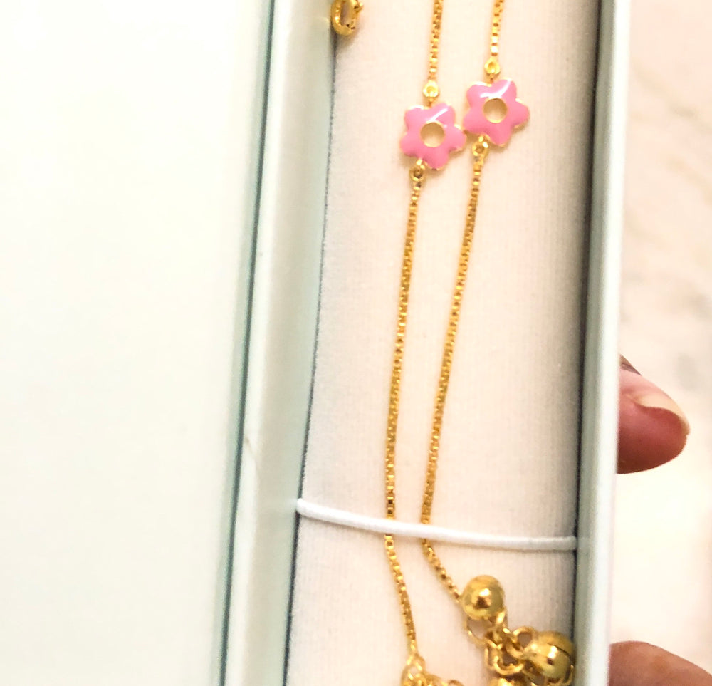 Flower Silver Payal PAIR