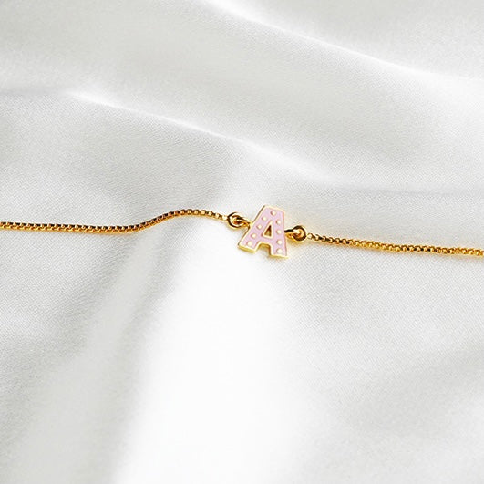 Pink Initial Bracelet for babies and kids — BIS Hallmarked, by Rajasi Jindal